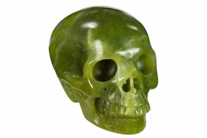 Realistic, Polished Jade (Nephrite) Skull #151138